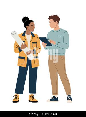 Two engineers discussing a project vector isolated Stock Vector