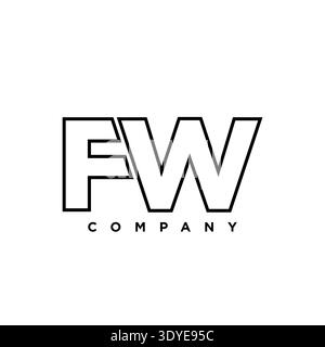 Trendy letter F and W, FW logo design template. Minimal monogram initial based logotype for company identity. Stock Vector
