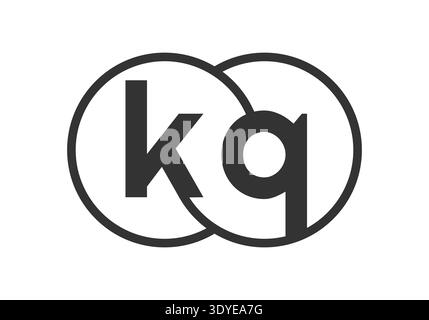 KQ business company emblem with outline rounds and letters k q. Logo template of two merged circles for brand identity, logotype. Vector Infinity symb Stock Vector