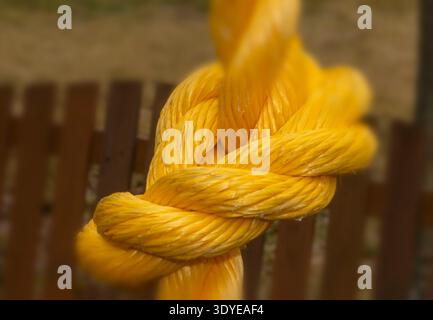 A close-up of a polypropylene rope knot Stock Photo