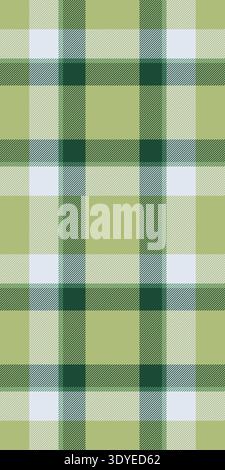 India seamless pattern plaid, long check fabric vector. Network background textile texture tartan in lime and white colors palette. Stock Vector