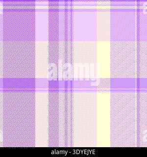 Halftone textile tartan plaid, celtic vector fabric texture. Product seamless check pattern background in violet and lemon chiffon colors palette. Stock Vector
