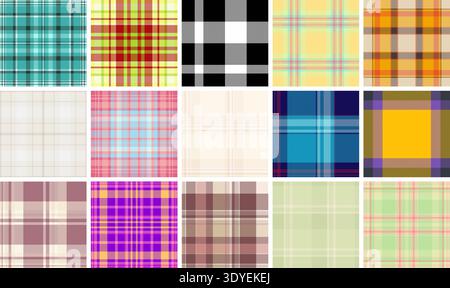 Plaid pattern pack for online marketplaces. Multi style tartan set increases listing value. Vector format expands applications. Stock Vector