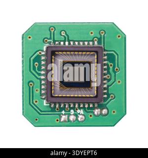 CCD sensor of modern compact digital cameras. Macro photography, isolated on white background. Stock Photo