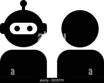 Artificial Intelligence Robot Human Collaboration Icon Vector AI Teamwork Symbol Illustration Stock Vector