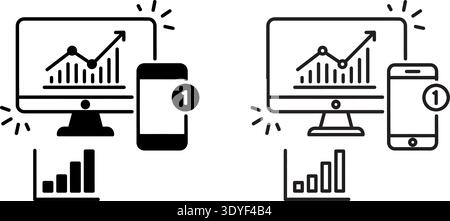 Analyzing data trends on multiple devices simultaneously for business insights Stock Vector