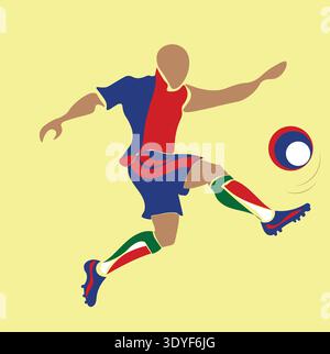 Soccer player vector kicking ball — dynamic football striker action, international tournament 2026 (North America) Stock Vector