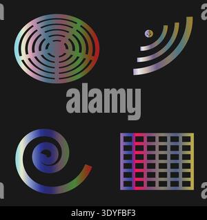 A set of four colorful geometric shapes vector Stock Vector