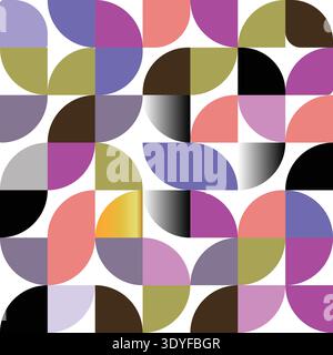 A colorful geometric pattern of intersecting circles and squares vector Stock Vector