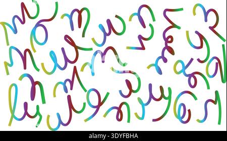 A colorful alphabet made out of squiggly lines Stock Vector