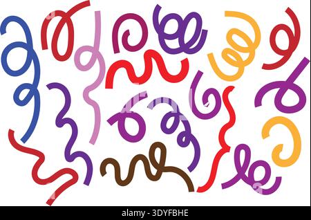 A colorful collection of wavy lines vector Stock Vector