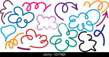 A collection of colorful flower and arrow shapes vector Stock Vector
