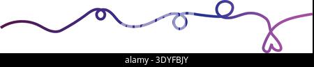 A purple and blue line with loops and a heart vector Stock Vector
