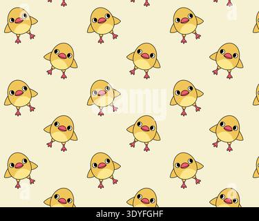 Chick pattern. Cute funny chick characters. Vintage design. Flat style vector illustration. Vector illustration Stock Vector