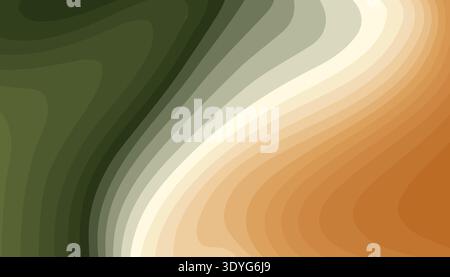 Professional background with fluid contour waves in olive green, tan, and orange earth tones Stock Vector