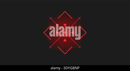 Crosshair Hud red. Futuristic Hud pack. Various neon glowing lights and lasers. Target weapon sniper sight for gun or rifle. Modern Vector Stock Vector