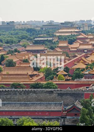 Sep 20 2025 - Beijing, China: A panoramic view of Beijing's traditional imperial palace complex, showcasing its historical depth and modern urban deve Stock Photo