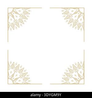 Gold ornamental frame mandala decorative corner border line art Stock Vector