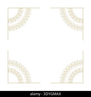 Gold ornamental frame mandala decorative corner border line art Stock Vector