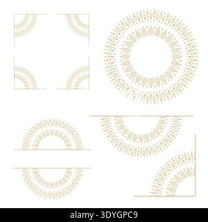 Gold mandala ornament decorative elements luxury floral line art set Stock Vector