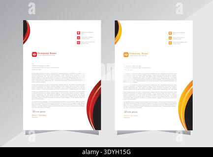 Letterhead design template, a4 letterhead design, business letterhead design and Vector illustration, company letterhead tempalte with red and yellow Stock Vector