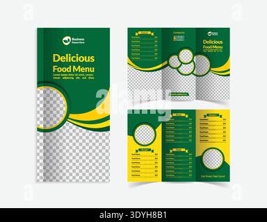 Delicious Food Tri-Fold brochure Template Design Stock Vector