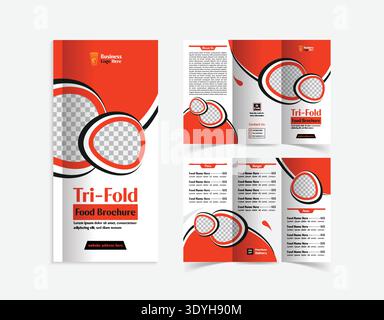 Delicious and food tri-fold brochure template design Stock Vector