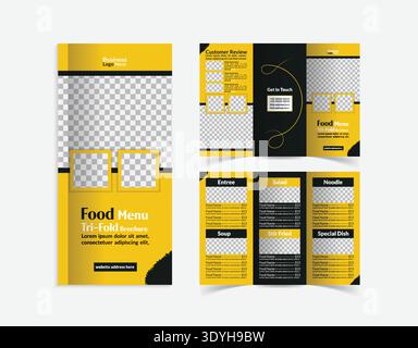 Restaurant tri-fold brochure template, Food brochure template design Stock Vector