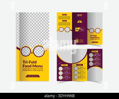 Trifold brochure for food menu template design Stock Vector
