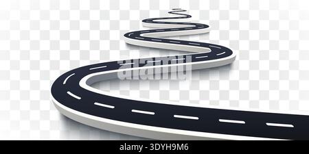 Curved 3D road with perspective, symbolizing journey and progress. Vector illustration. Stock Vector