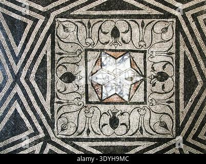 Mosaic of marble and tiles in roman floor of Aquileia, Italy Stock Photo