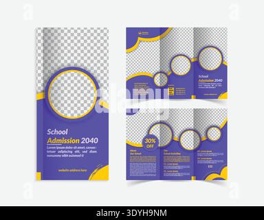 School Admission 2040 Tri-Fold Brochure Template Stock Vector