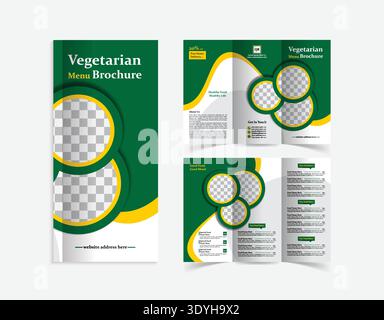 Professional Tri-fold Brochure for Eco-Friendly Cafes, Vegetarian, or Vegan Restaurants Stock Vector