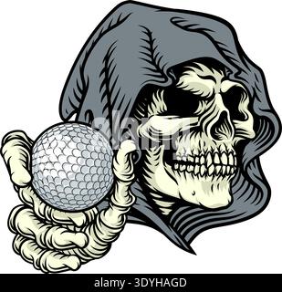 Grim Reaper Death Skeleton Golf Sports Team Mascot Stock Vector