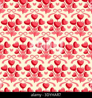 Seamless floral design featuring romantic red tulips and bouquet themes for spring occasions Stock Vector