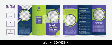 School Admission Tri-Fold Brochure Template Design Stock Vector