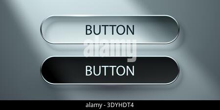Sleek modern glass transparent buttons set. Minimalistic design for web or UI elements. Vector illustration. Stock Vector