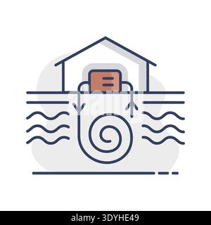 Minimalist outline geothermal energy icon suitable for eco heating and renewable technology design concepts Stock Vector
