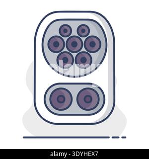 Minimalist outline CCS Type 2 charging inlet icon suitable for electric vehicle infrastructure and eco transport design concepts Stock Vector