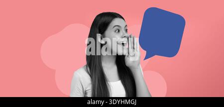 Collection of Collages Showing a Woman Speaking in Different Styles Against a Simple Background Stock Photo