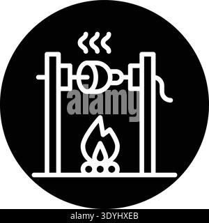 Medieval fire roasting Vector Icon Design Illustration Stock Vector