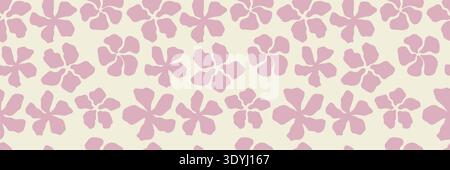 Floral modern seamless pattern. Cute botanical shapes, random childish doodle cutouts of blossom flowers, and decorative abstract art vector illustration. Pink flower background  Stock Vector