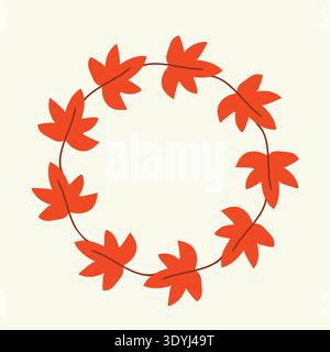 Round frame of red maple leaves Stock Vector