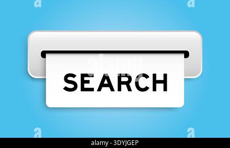 White coupon banner with word search from machine on blue color background Stock Vector