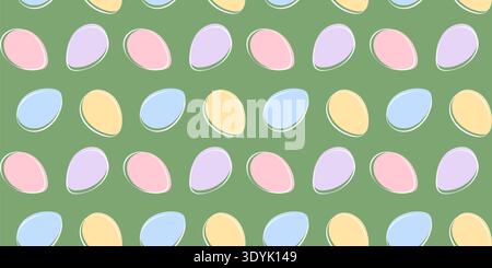 Multicolor Easter Eggs Seamless Pattern Easter Holidays or Spring seasonal Background Banner Format. Vector illustration Easter Greetings Card or Media Post Cover Promo Banner, leaflets, label, price Stock Vector
