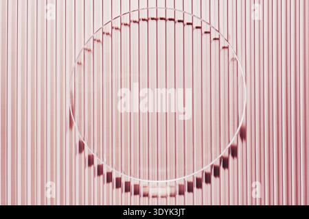Abstract texture of pink ribbed background crossed by reflective circle Stock Photo