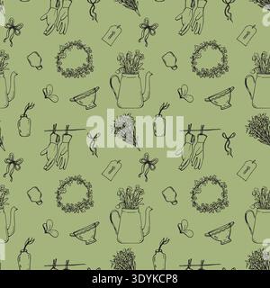 Spring , summer gardening pattern with flower Stock Vector