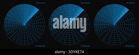 Military sonar in screen radar technology vector. Scan target bg for ship blue hud. Submarine compass data on army navy map signal. System sea search Stock Vector