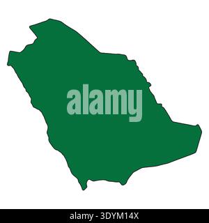 Saudi Arabia map silhouette, geographic border outline, political country shape Stock Vector