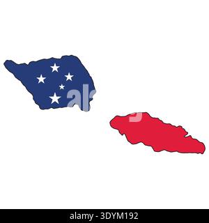 Samoa American Samoa flag map silhouette comparison geographic illustration Stock Vector